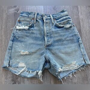Agolde Distressed Denim Shorts - Blue Size 23